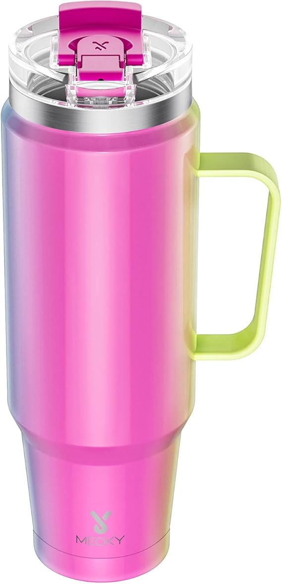 Meoky 40oz Tumbler with DUO 2in1 Straw and Sip Lid, 100 Leak Proof Tumbler with