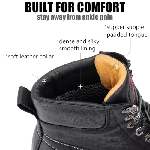 Image of SUREWAY 6 inch Mens Heavy Duty Soft /Composite /Steel Toe Work Boots for Men,Comfortable & Durable,GoodyearWelt,Full Grain Leather,Oil /Slip Resistant,Wedge Moc Toe Industrial Construction Boots /Shoes