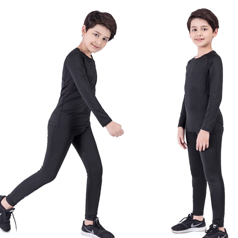 Yutdeng Set Intimo Termico Bambino Biancheria Intima Termica Ragazzo Ragazza Calcio Manica Lunga Pantaloni Termici Set Base Layer Funzione Traspirante Riscaldante e ad Asciugatura Rapida(110-160 cm)