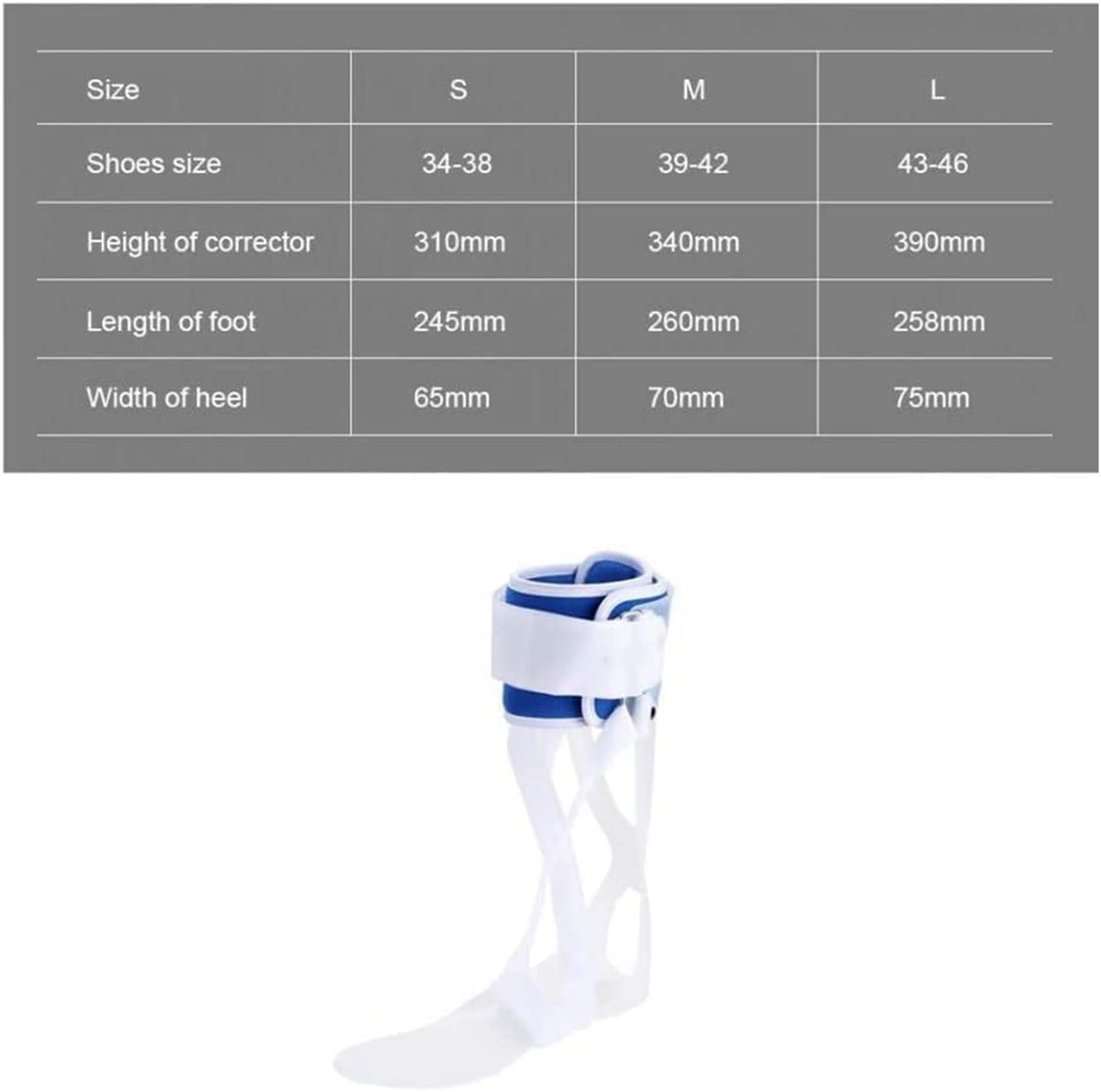 Férula de tobillo ajustable AFO para el pie, corrector de pies para dolor de artritis, fascitis plantar y espolón de talón, para aliviar el dolor y aliviar la presión, derecha-S