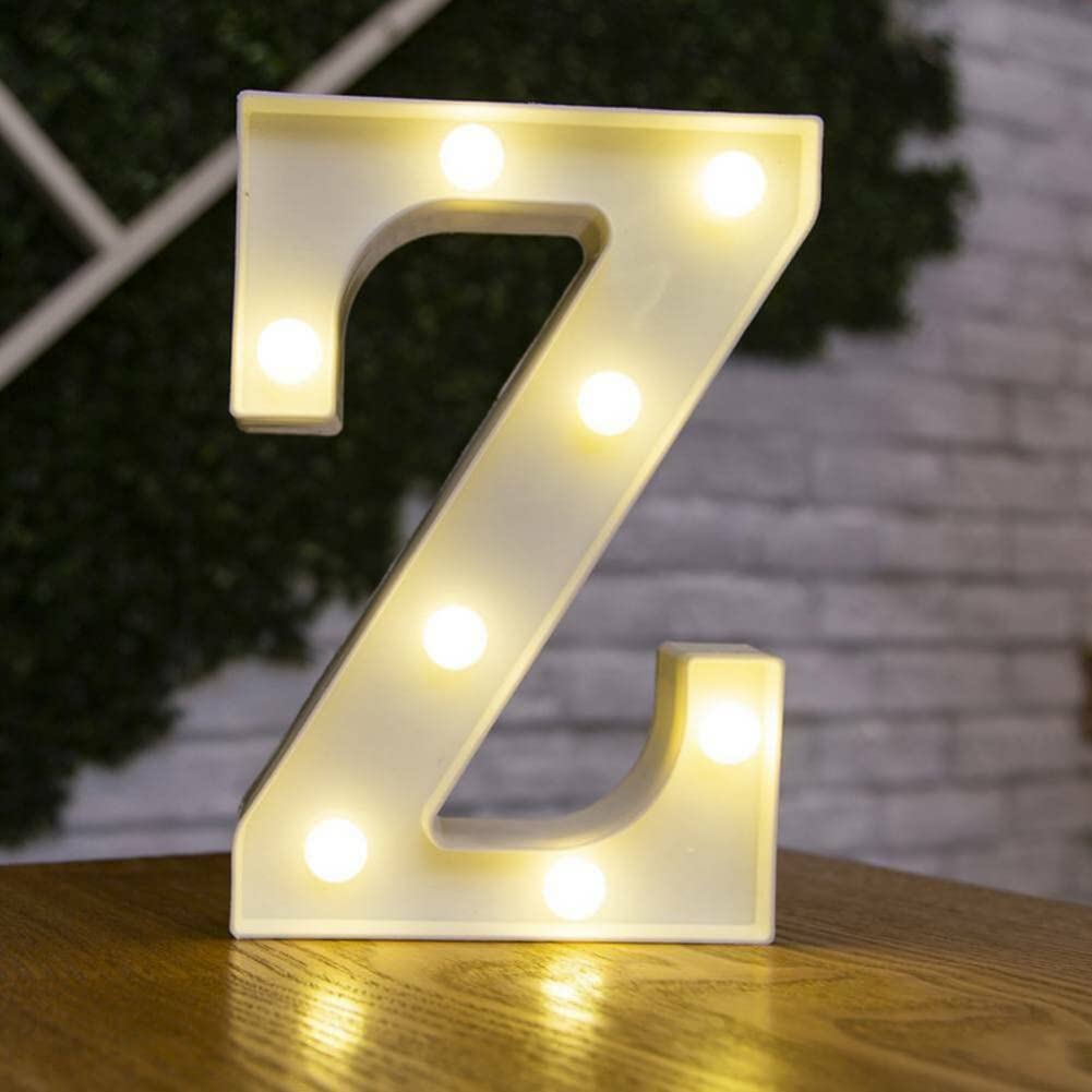 anso Alphabet LED Letters Light Up Numbers White Plastic Letters Standing Decor A to Z 0~9 (Letter Z)