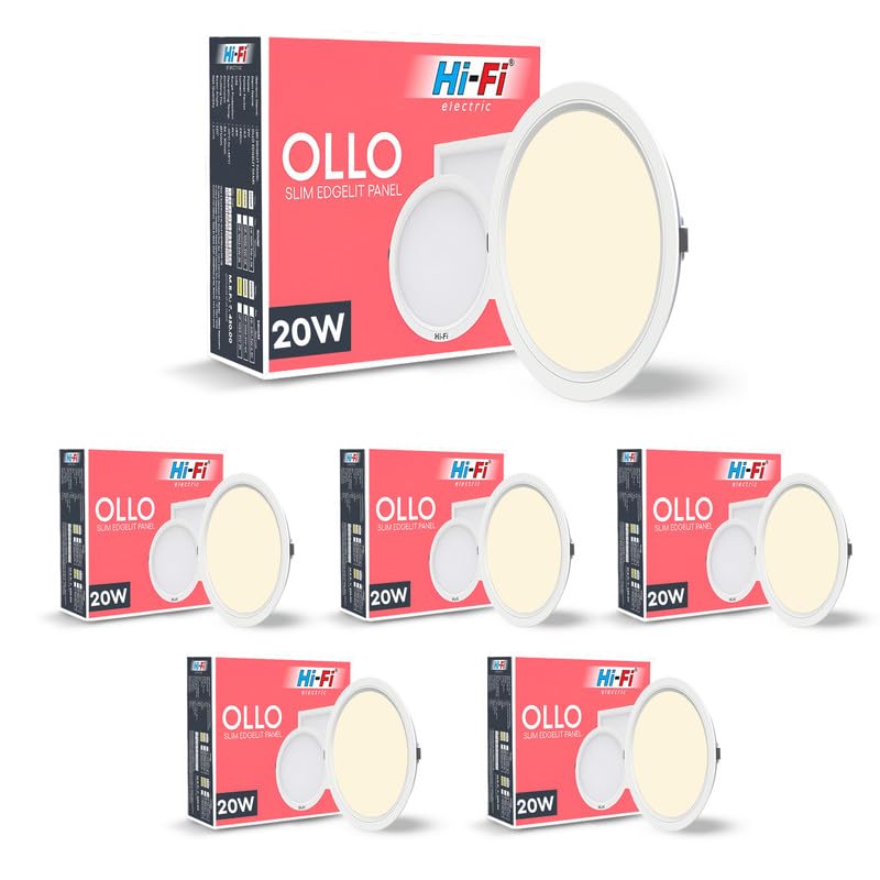 Image of Hi-Fi OLLO 20-watt Round LED Downlighter | LED Ceiling Light for Home and Hall | Cut Out: 68 mm, Color: Warm White Light, (3000K) Pack of 6-Polycarbonate