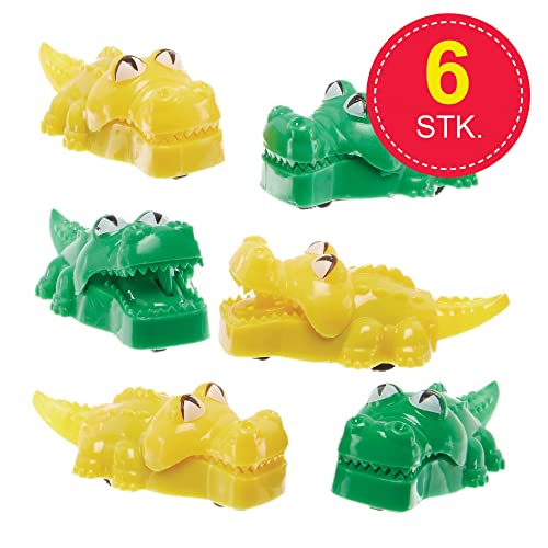 Baker Ross FX669 Krokodil-Rückzieh-Renner - 6er-Packung, Rennspielzeug für Kinderpartytüten