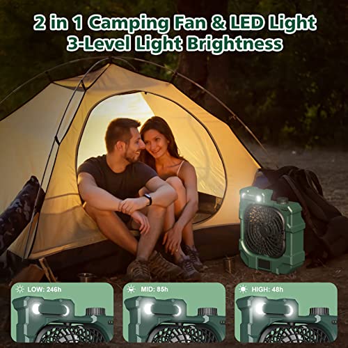 Camping Fan - Rechargeable Camping Fans for Tents Battery Operated Work as Power Bank - USB Fan Camping With LED Light & 270° Auto Rotation - Portable Fan for Camping Outdoor Travel Picnic Fishing - Image 6