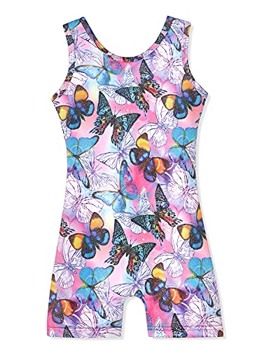 Image of HOZIY Gymnastics Leotards for Girls with Shorts Toddlers Biketards Rainbow Unicorn Dinosaur Mermaid Leopard Flower Galaxy