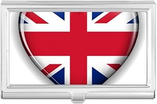 Union Jack Heart-Shaped Britain UK Flag Business Card Holder Case Pocket Box Wallet