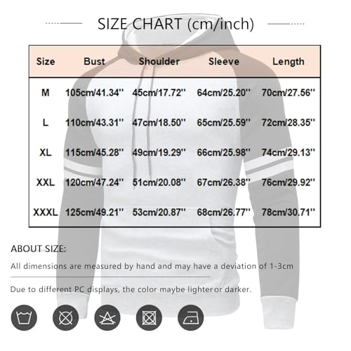 Mens Hoodies Pullover Sweatshirt Color Block Long Sleeve Patchwork Casual Hoodie with Pockets3