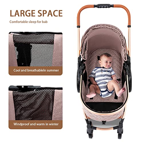 2022 【upgrade】 kinderwagen, 3 in 1 baby buggy lichtgewicht kinderwagen, opvouwbare kinderwagens baby trolley baby… - Afbeelding 8