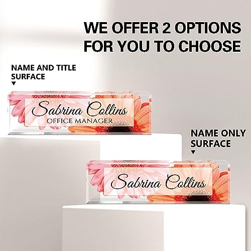Image of Name Plate for Desk, Desk Name Plate Personalized, Office Decor for Women Men, Acrylic Desktop Accessories, Office Appreciation Gifts for Boss Social Workers Nurse Teacher Employee (Sunflowers A)