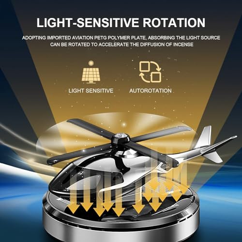 Image of DETACHI Solar Dashboard Helicopter Fragrance Diffuser, Rotating Alloy Helicopter Ornament for Car, Office, Home Decor (Random Color),Pod