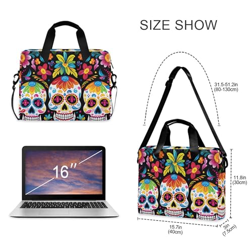 Maletín portátil para laptop con diseño Sugar Skull miniatura 4