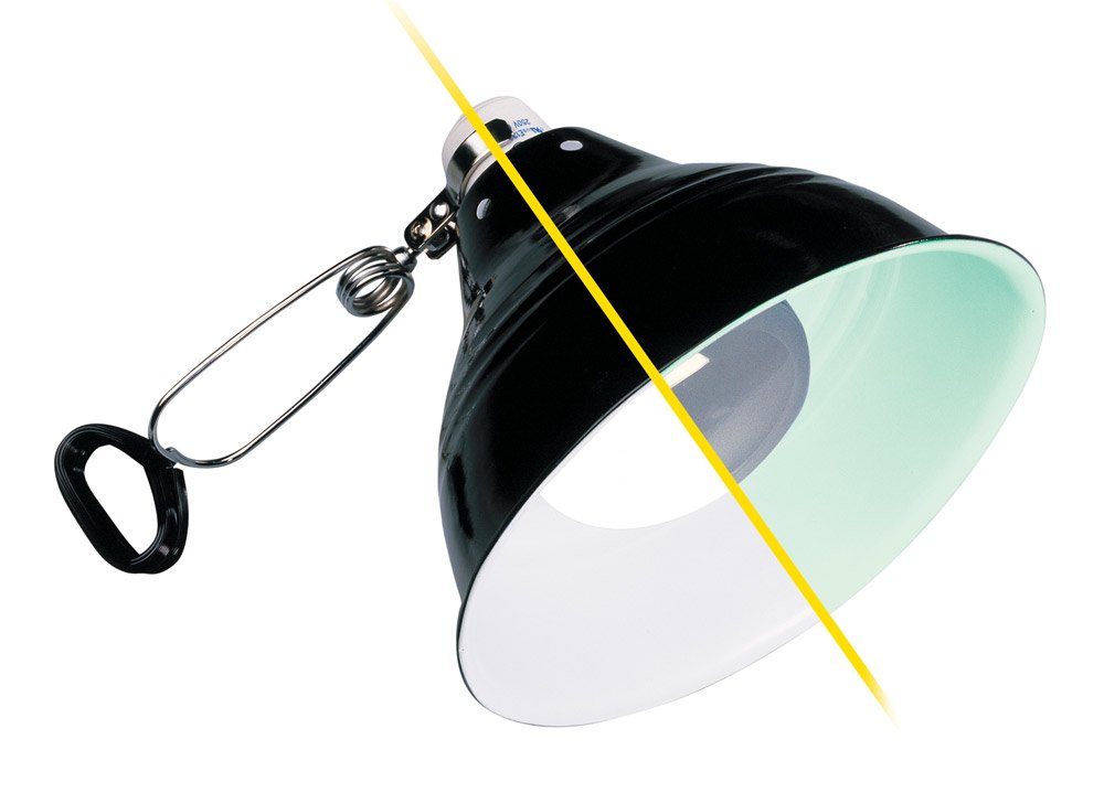 Exo Terra Glow Light, Porzellan-Klemmlampe und Leuchtreflektor, fuer Lampen bis 100W, Durchmesser 14cm, Schwarz