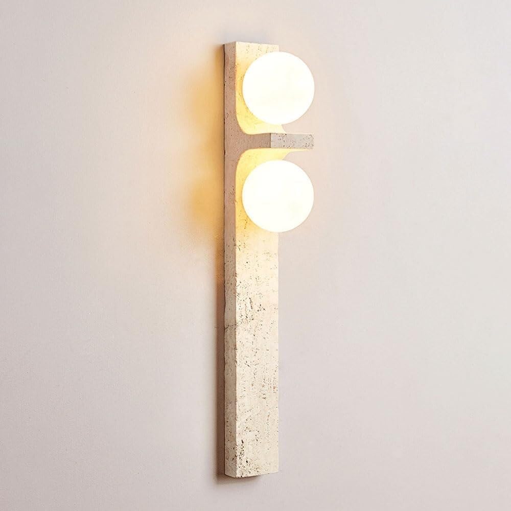 LYOUAE Vintage Yellow Travertine Wall Sconce Mid Century Hallway Wall Lamp
