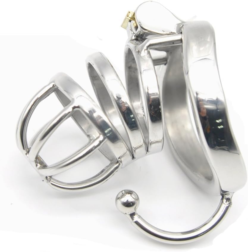 Male Chastity Cage with Base Arc Penis Ring - Hook Design, Built-in Lock, 45mm Length for Male Bondage and Abstinence Penis Cage Length 45mm(45mm Ring)
