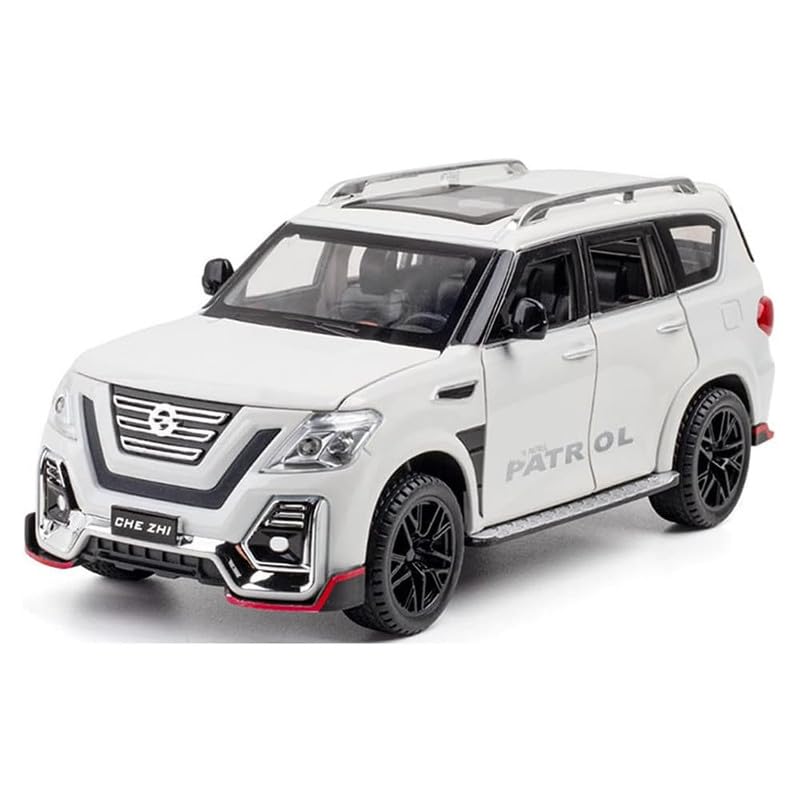 Image of Kids Model 1:24 N Petrol Die Cast Metal Car Pull Back Action Opening Doors with Realistic Engine Sound Lights Toy Car Gift for Boys - White