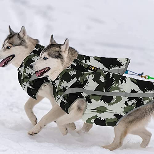 Voarge Winddicht Hundemantel Winter, Reflektierender Streifen Design, Wasserdichter Hundeweste Winddichte Haustierkleidung Einteiler für Hunde, für Kaltes Wetter (XL)