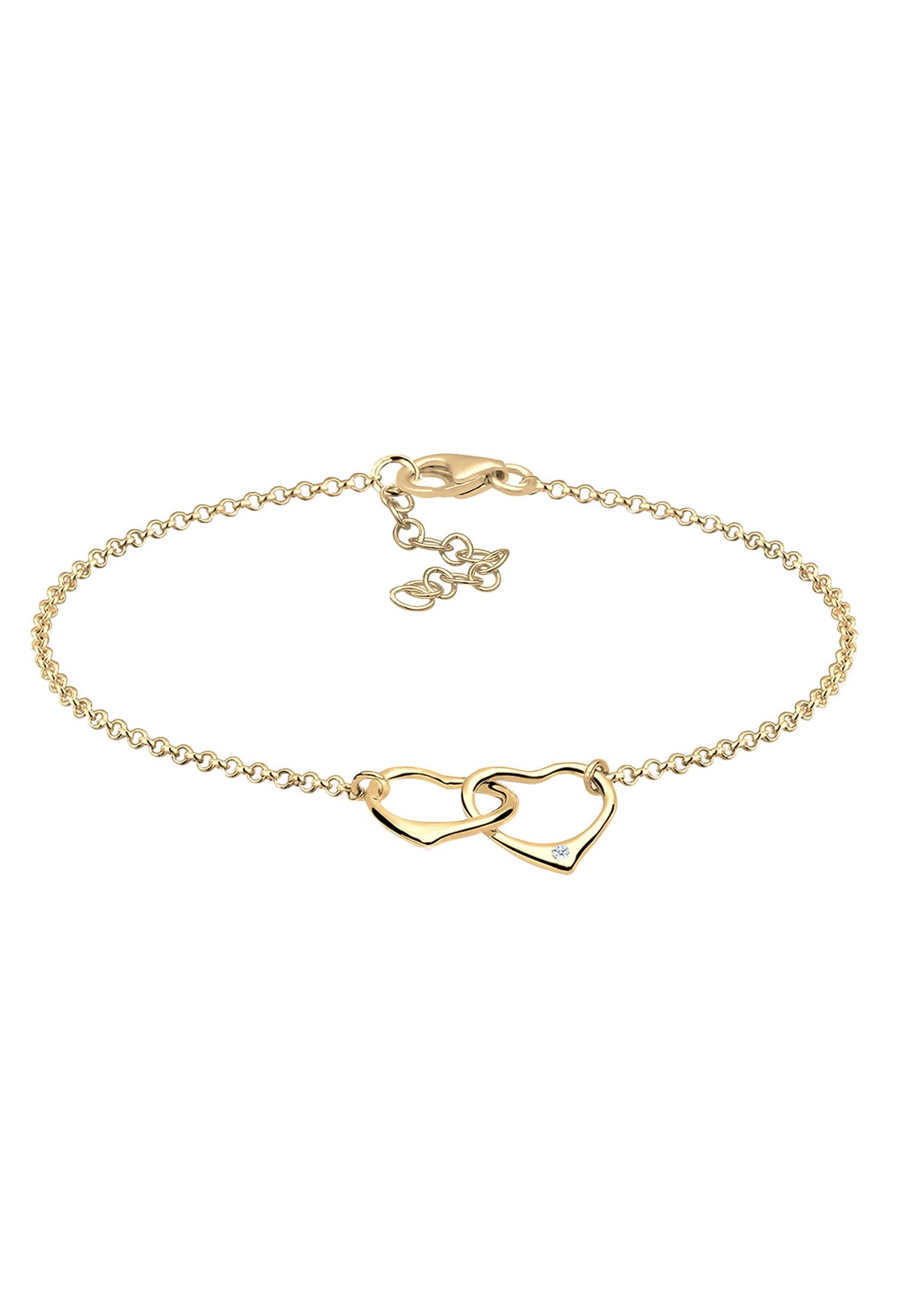 Elli DIAMONDS Bracelet Women Heart Motif Filigree with Diamond (0.02 ct.) in 925 Sterling Silver
