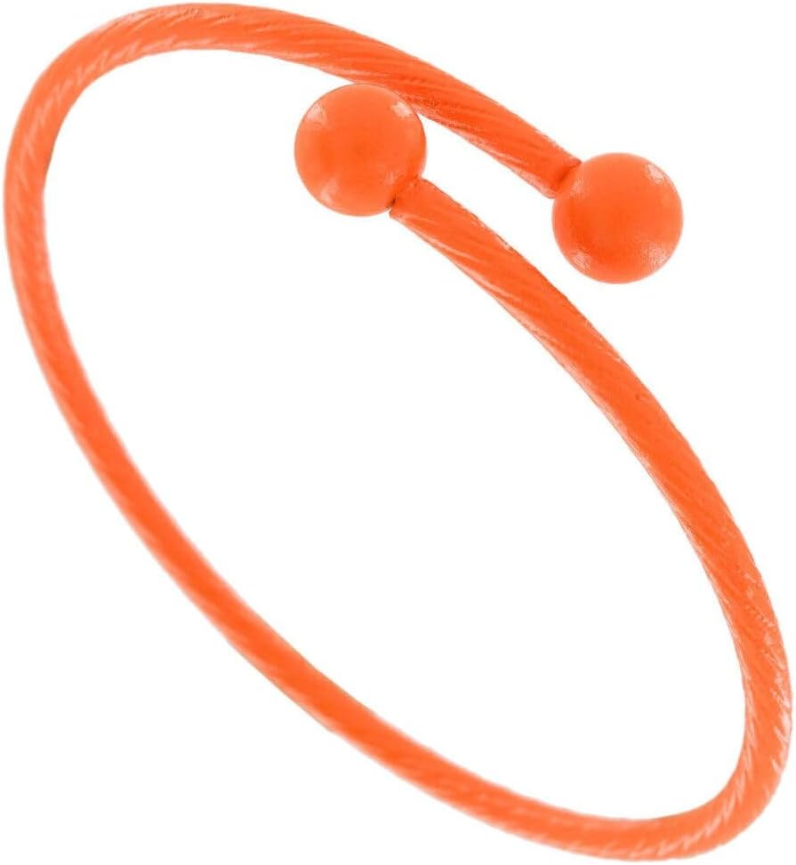Orange Retro Twist Pattern Enamel Wrap Around Layering Bracelet 1970s Fashion Bracelets for Women Trendy Accessories for Women Stylish Additions Chic Details
