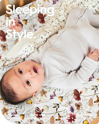 Image of Graco Pack and Play Sheets Fitted, TotBasic Ultra Soft Mini Crib Sheets Boy, Neutral Pack N Play Mattress Sheets Hypoallergenic and Soothing, Premium Jersey Playrad Sheets, 2 Pack