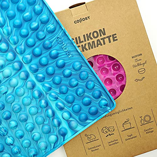 Collory® Backmatte Hundekekse für MEDIUM HALBKUGEL (1,5cm Ø) Leckerlis, Silikon Backform, Backunterlage für Backblech, Diätmatte, Hitzebeständig, Lebensmittelecht & Bpa-frei
