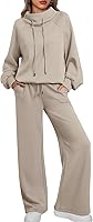 AUTOMET Women's 2-Piece Fall Sweatsuit Lounge Set 2025: Drawstring Sweatshirt & Wide Leg Sweatpants Tracksuit