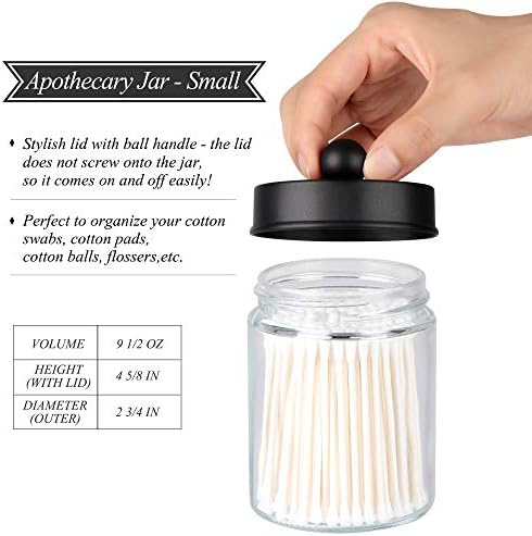 Apothecary Jars 3 Pack Matte Black Glass Bathroom Containers With Stainless Steel Lids Rustic Farmhouse Decor Bathroom Accessories Vanity Organizer Apothecary Jars For Qtip Cotton Balls Buy Online At Best