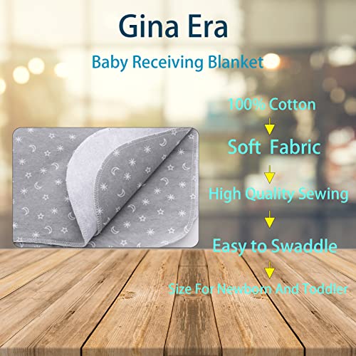 Image of Gina Era Flannel Receiving Blankets, Baby Swaddle Blankets 100% Cotton 4 Pcs One Size 30 X 30 Inch for Baby Boy or Baby Girl (Style8)