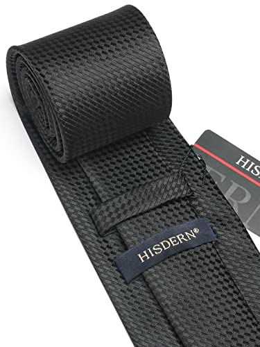 Image of HISDERN Ties for Men Solid Houndstooth Neckties Handkerchief Formal Business Tie & Pocket Square Set Wedding Party