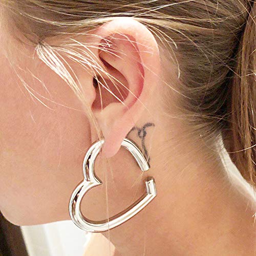Lademayh LY6004-OR Ear Weights For Stretched Ears, Heart 2G Gauges Earrings Dangle Gauges For Women, Silver Surgical Steel Ear Hangers Weighted Gauges Body Jewelry thumb #1
