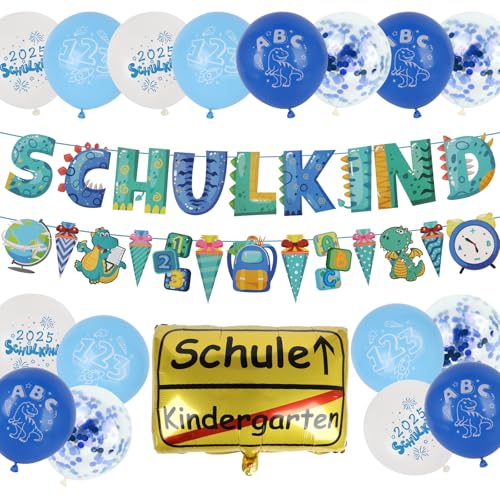 SCHULKIND 2025 Deko Einschulung Junge, Deko Set zum Schulanfang,...