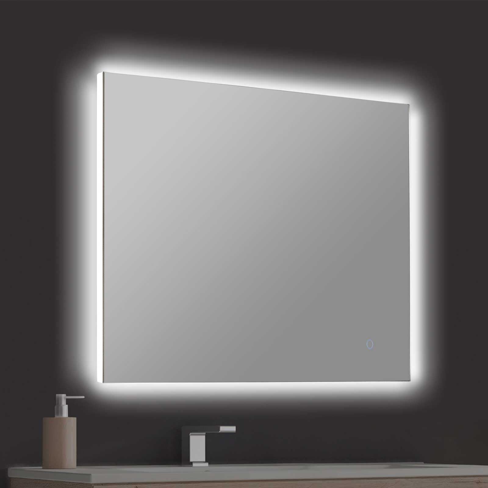Aplike - Espejo de Baño Cuadrado con Luz LED - Luz Blanca Fría (5700K) - 80 x 80cm | Modelo Tokio