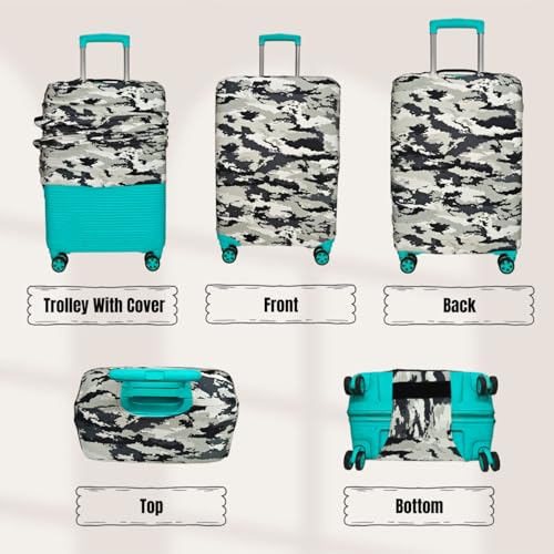 Image of Army Printed Luggage Cover for Traveling Bag & Suitcase - Stretchable & Scratchproof Trolley Protector with Velcro Lock & Lightweight Washable Material(Suitcase Not Included, Only Cover in Product)