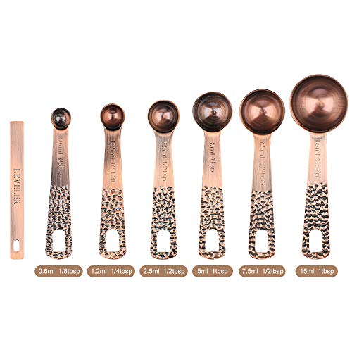 Set de vasos y cucharas medidoras de cobre 12 piezas miniatura 3