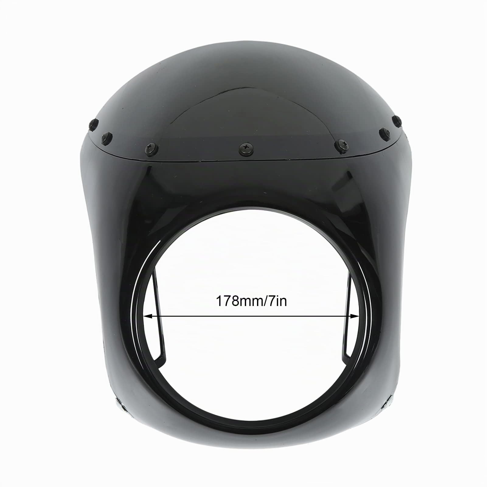 Parabrezza per moto, cupolino 7 pollici ABS universale antietà antiusura per la maggior parte dei motocicli(Nero lucido)