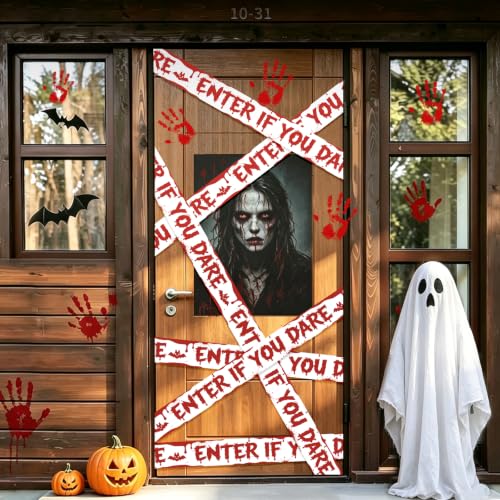 Halloween Decorations Outdoor - Adhesive Caution Tape Halloween 1.9inx82ft - image 4