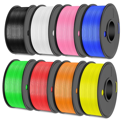SUNLU 250g*8 Filament PLA Haute Vitesse1.75 mm, Filament pour Imprimante 3D, PrÃ©cision Dimensionnelle +/- 0.02 mm, 8 Rouleaux de 0.25 kg (Noir+blanc+vert+rouge+orange+jaune+rose+bleu)