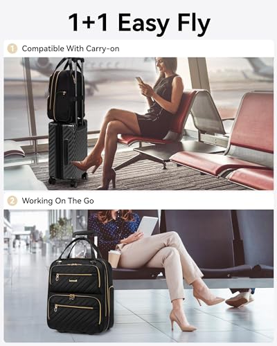 LUGGEX Underseat Carry On Luggage with Wheels 2-Piece Set(16",20"), Seamless combo for business trips, vacations, or weekend getaways.2