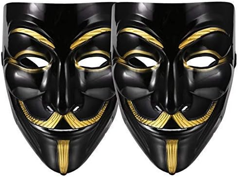 FAVELA Plastic Fawkes Mask Anonymous VIP Edition Face-Mask Perfect Fit Cosplay Protest V for Vendetta DC Comics (BlackVendetta)