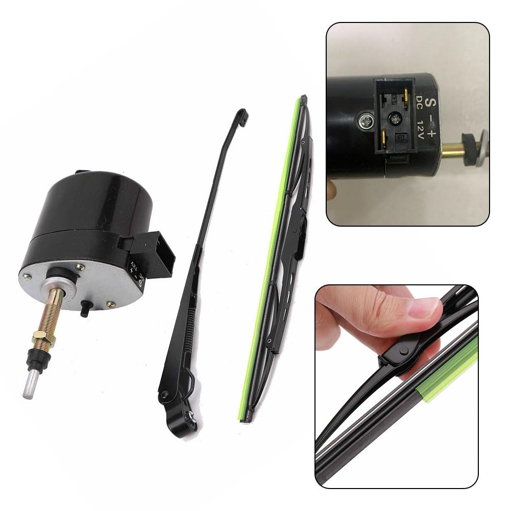 Moteur d'essuie-glace WindsHield 12 V avec balai d'essuie-glace à 105 °, kit d'essuie-glace électrique pour tracteur, bateau, camping-car
