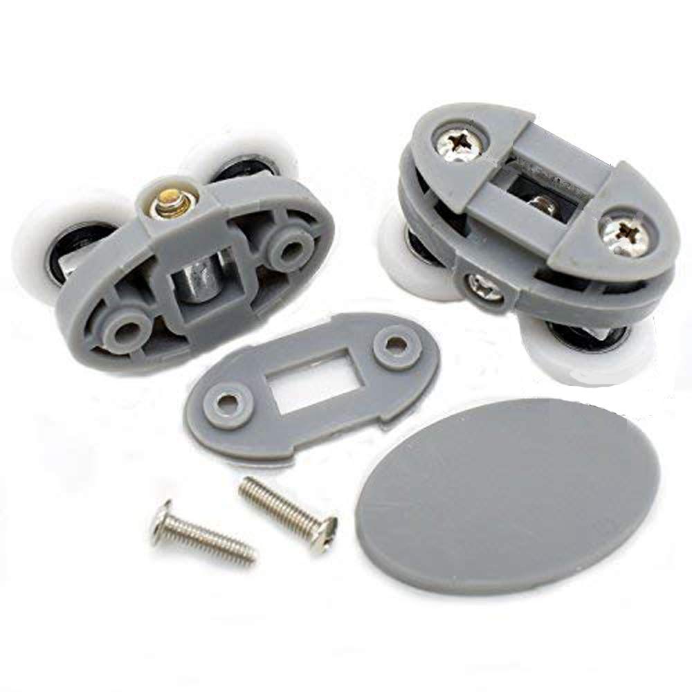 YUANQIAN Juego de 4 Rodillos, rodamientos, Ruedas Dobles para Puerta de Ducha,Distancia de 30 mm (23mm)