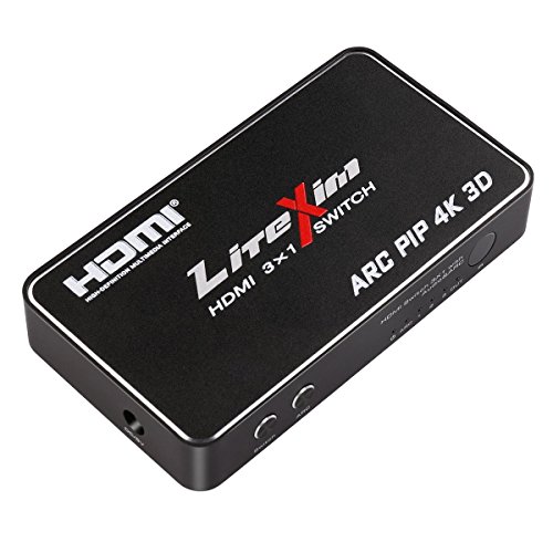 Caja de interruptores HDMI con mando a distancia IR y adaptador de CC, compatible con Ultra HD 4 K x 2 K a 60 Hz y 3D