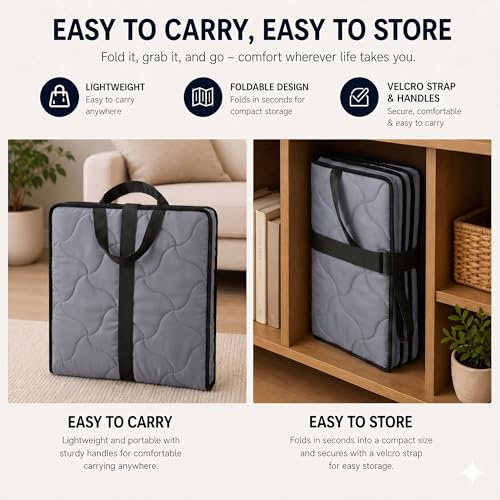 Image of Rhythm 3 Layer 1 Inch Foldable Mattress | Portable Lightweight Foam Bed | Comfortable Floor Sleeping Mat | Space Saving Design | Guest Bed Travel Camping Home Use | Grey 72x36x1