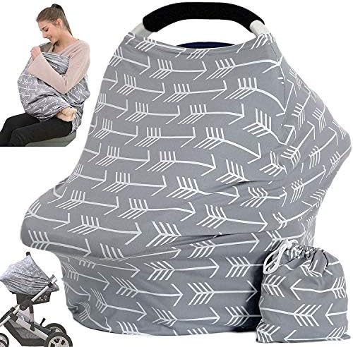 Car Seat Canopy Breastfeeding Cover - Multi Use Baby Stroller and Carseat Cover, Breastfeeding Covers, Boys and Girls Shower Gifts (Classical Arrows)