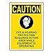 ComplianceSigns.com Vertical Caution Eye & Hearing Protection Required in This Area While Equipment is Operating OSHA Safety Sign, 10x7 in. Plastic for PPE
