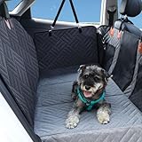GIIPET ペット用ドライブシート全車種汎用 厚手仕様 犬用 ペットドライブシート 後部座席用 防水&耐摩耗 滑り止め 可視メッシュ窓 飛び出し防止リード付き 4方向展開 折り畳み式 大容量収納ポケット付き 汚れ防止 簡単取り付け132x63x57cm (グレー, L)