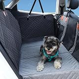 GIIPET ペット用ドライブシート犬 車 シート 全車種汎用 厚手仕様 犬用 ペットドライブシート 後部座席用 防水&耐摩耗 滑り止め 可視メッシュ窓 飛び出し防止リード付き 4方向展開 折り畳み式 大容量収納ポケット付き 汚れ防止 簡単取り付け132x63x57cm (グレー, L)