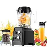 Blender with Self-Cleaning & Dry Grinder - 1400W Professional Blender for Smoothies and Ice Crushing, Dishwasher Safe 68oz Jar, Includes 27oz Mill for Spices & Coffee, Black