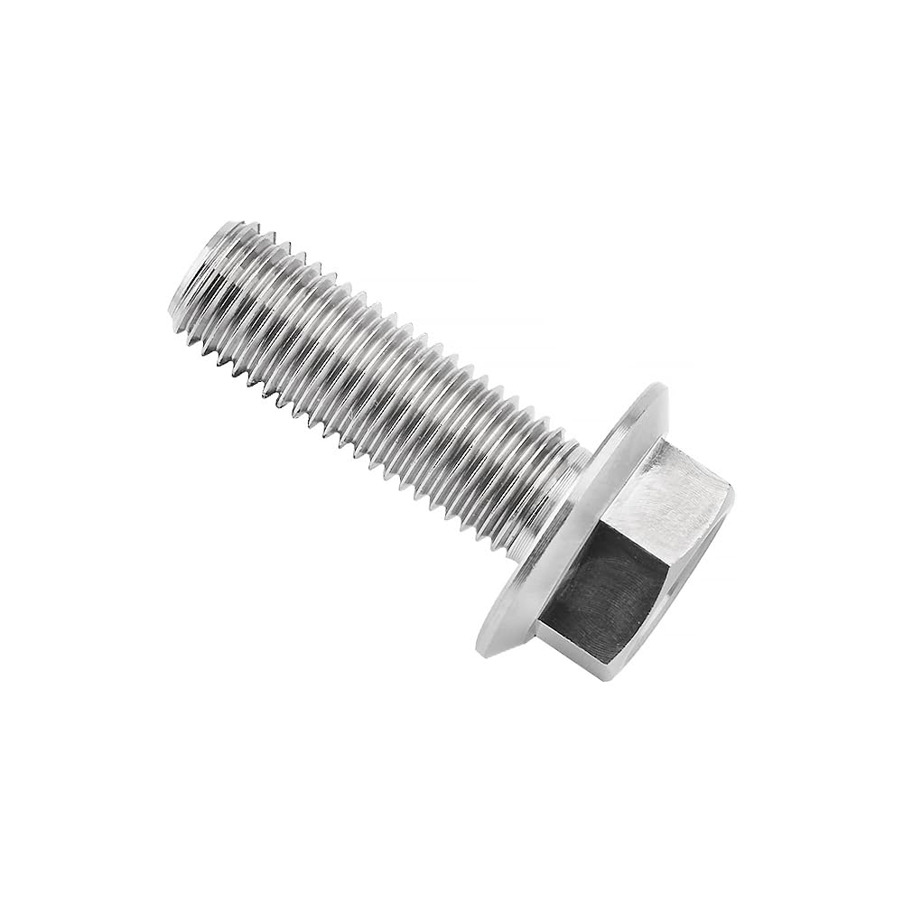 Ti Screws M10 x 20 25 30 35 40 45 50 55 60 65 70 75 80 90 100mm 1.25 Pitch Titanium Flange Hex Bolt Pack of 4 (Silver, M10x25mm)