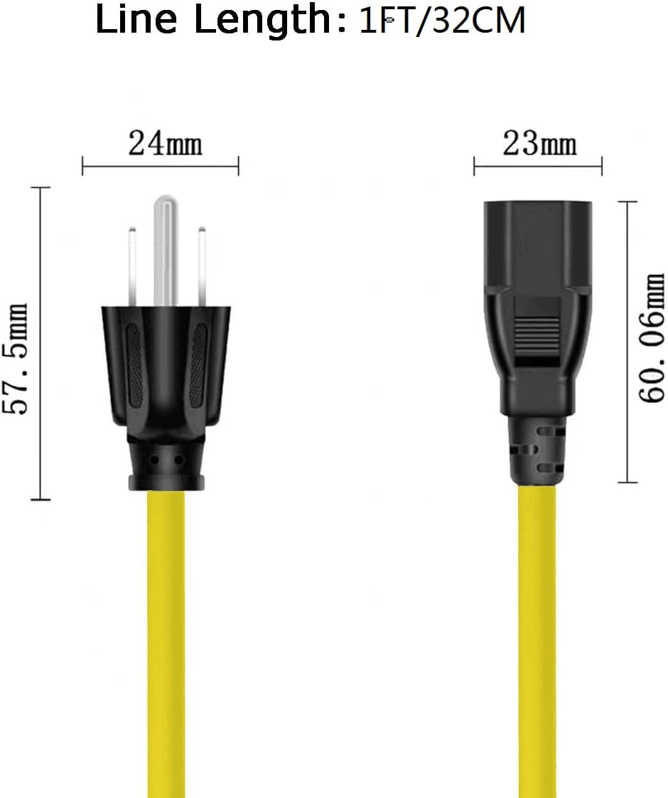 12AWG Heavy Duty Extender AC Plug Adapter [4-in-1], 15 Amp Household to 20 Amp T Blade Power Extension Cord, 1FT/32CM 12AWG Nema 5-15P to 5-20R/6-15R/ 6-20R, 15A 125V to 20A 250V Adapter Cable