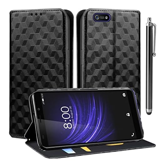 RTYJZ for Cloud Stratus C5 Case, for Cloud Mobile Stratus C5 Elite Wallet Case with Card Holder Kickstand Magnetic,PU Leather Flip Case for Cloud Stratus C5 / Cloud Mobile Stratus C5 Elite (Black)